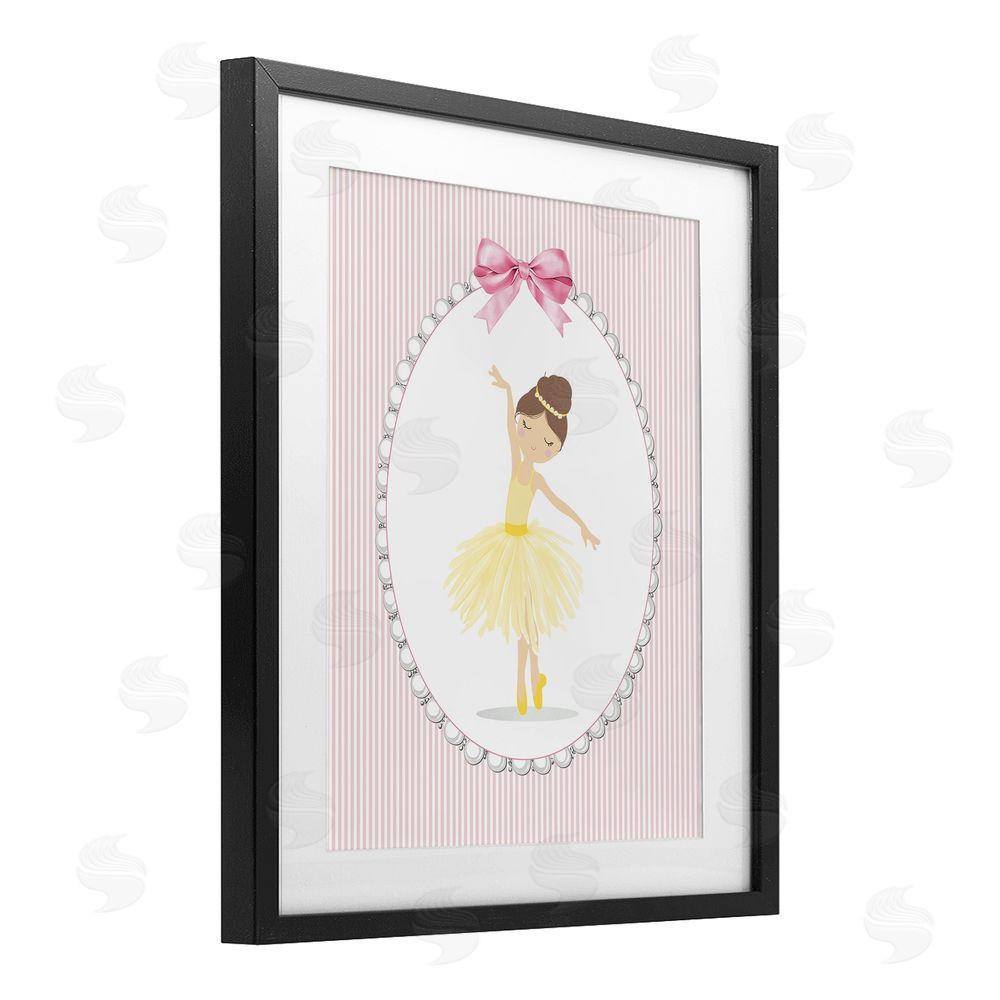 Christine Simpson Art Dainty Dance on Stripes Black Framed Print Under Glass Wall Art