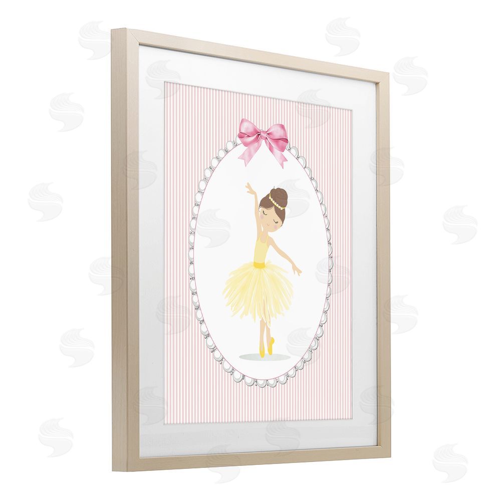 Christine Simpson Art Dainty Dance on Stripes Brown Framed Print Under Glass Wall Art