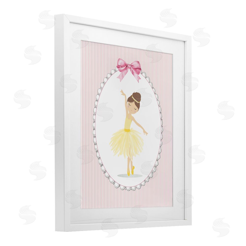 Christine Simpson Art Dainty Dance on Stripes White Framed Print Under Glass Wall Art