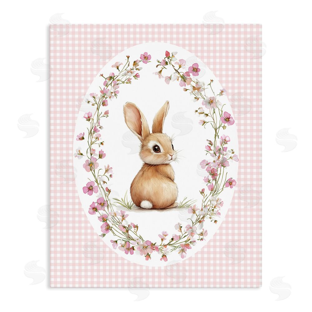 Christine Simpson Art Spring Gingham Rabbit Stretched Canvas Wall Art Print