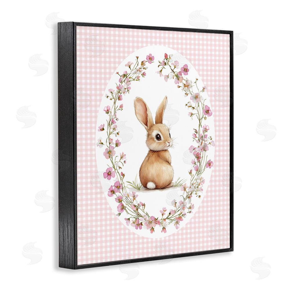 Christine Simpson Art Spring Gingham Rabbit Black Framed Giclee Wall Art Print