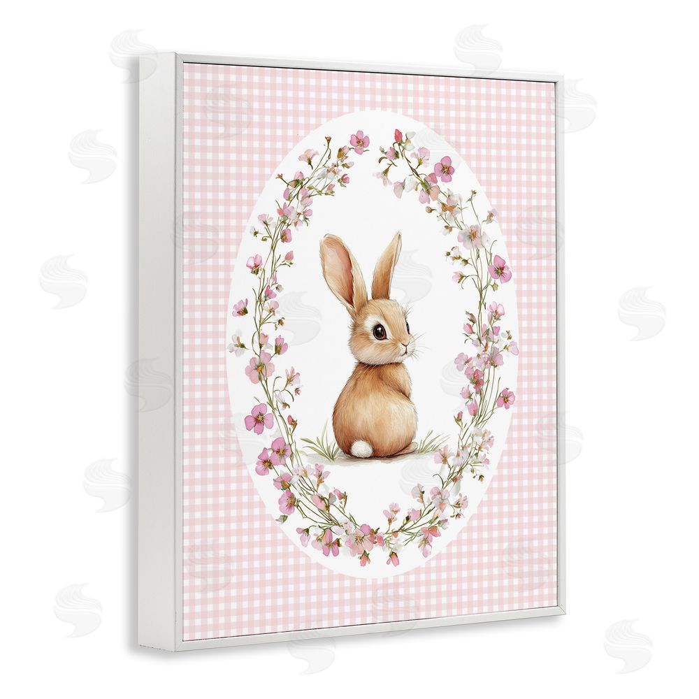 Christine Simpson Art Spring Gingham Rabbit White Framed Giclee Wall Art Print