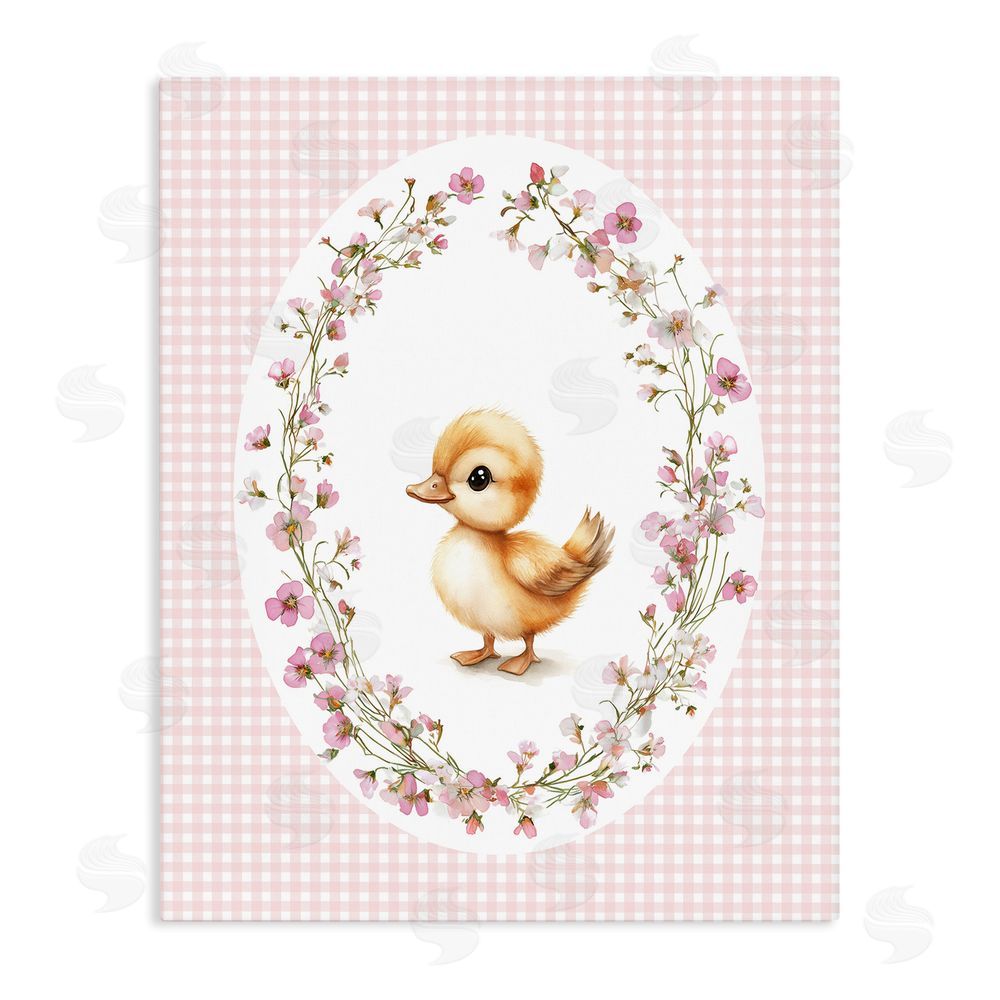 Christine Simpson Art Spring Gingham Duckling Stretched Canvas Wall Art Print