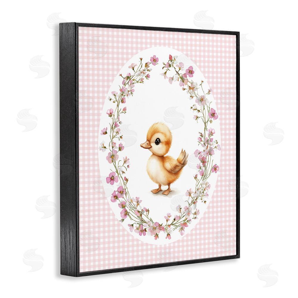 Christine Simpson Art Spring Gingham Duckling Black Framed Giclee Wall Art Print