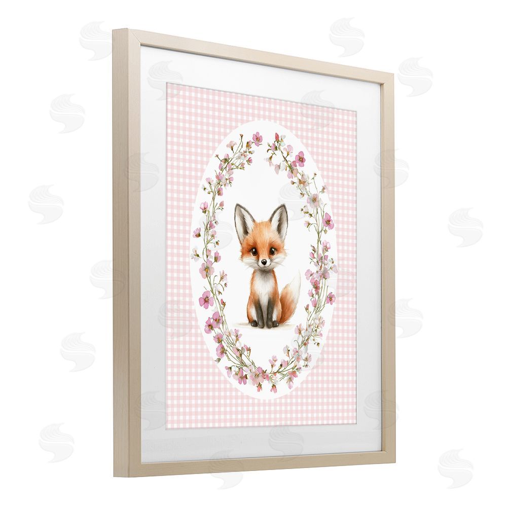 Christine Simpson Art Fox with Cherry Blossoms Brown Framed Print Under Glass Wall Art