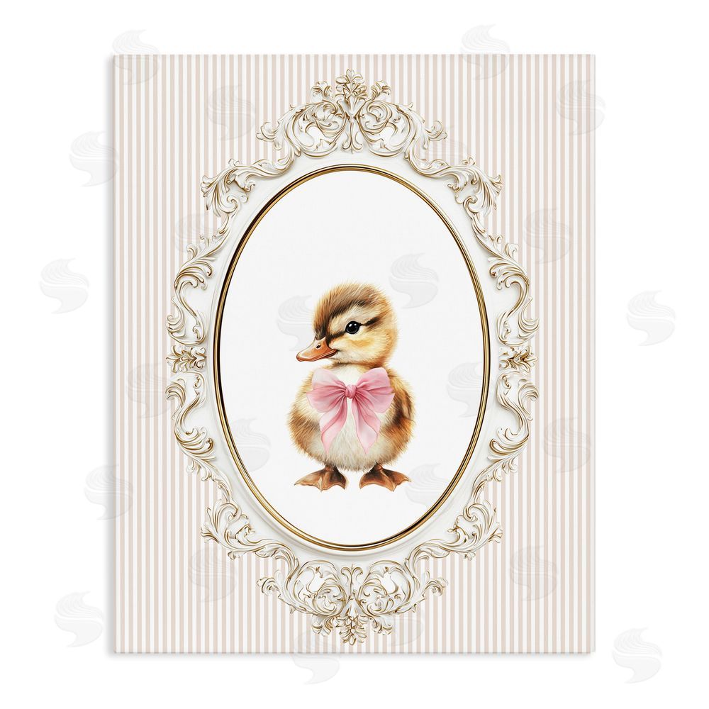 Christine Simpson Art Spring Gingham Baby Duck Stretched Canvas Wall Art Print