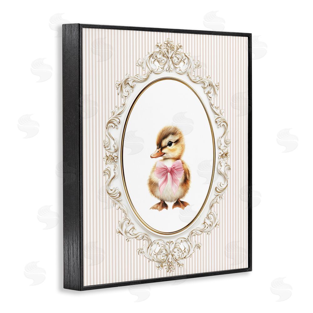 Christine Simpson Art Spring Gingham Baby Duck Black Framed Giclee Wall Art Print