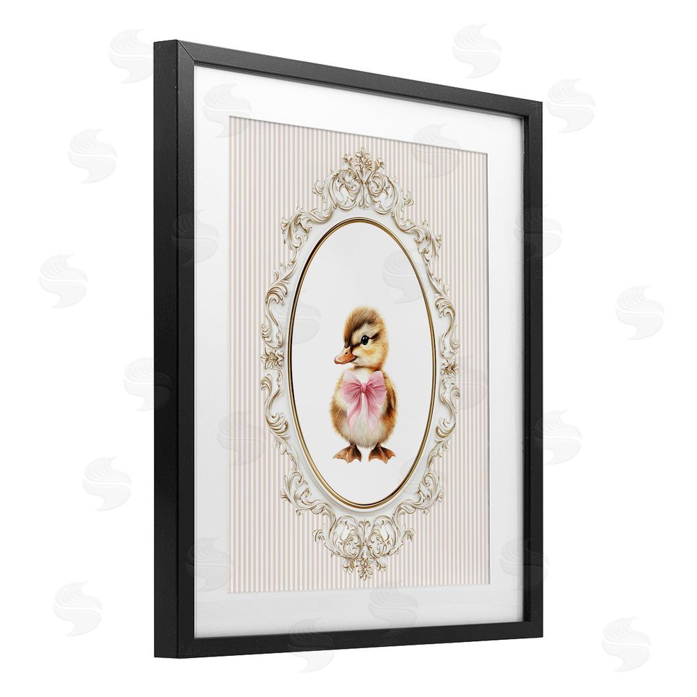 Christine Simpson Art Spring Gingham Baby Duck Black Framed Print Under Glass Wall Art