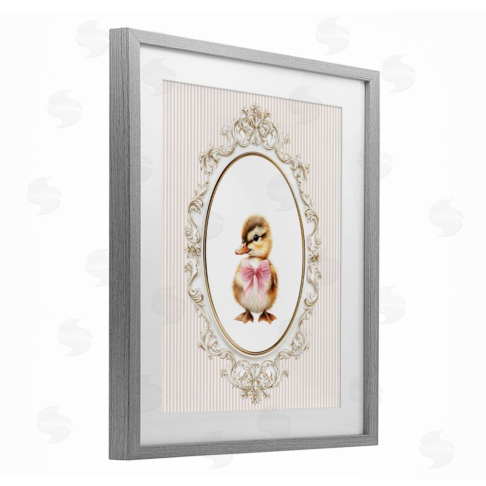 Christine Simpson Art Spring Gingham Baby Duck Gray Framed Print Under Glass Wall Art