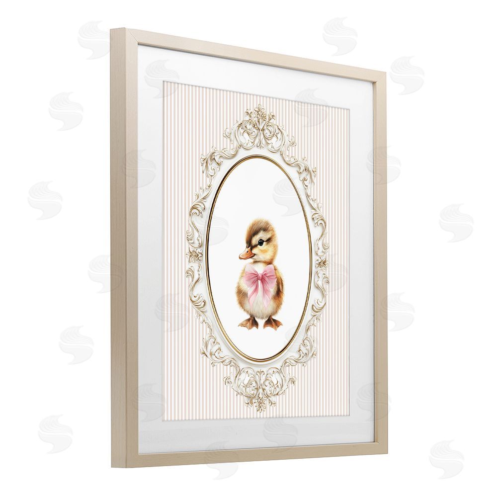 Christine Simpson Art Spring Gingham Baby Duck Brown Framed Print Under Glass Wall Art