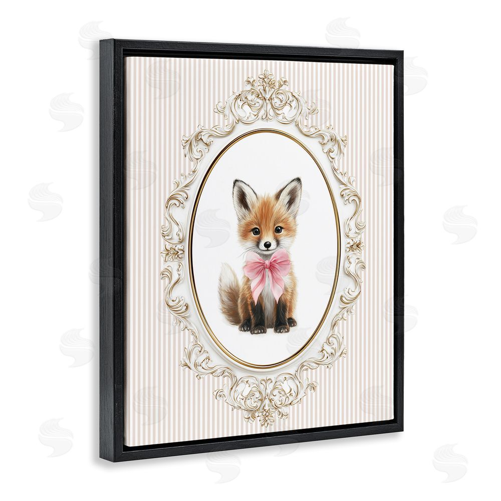 Christine Simpson Art Vintage Baby Fox Black Floating Frame Canvas Wall Art Print