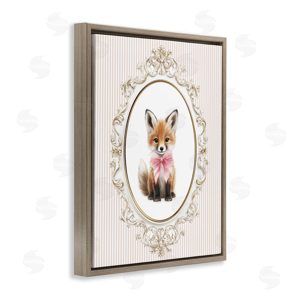 Christine Simpson Art Vintage Baby Fox Brown Floating Frame Canvas Wall Art Print
