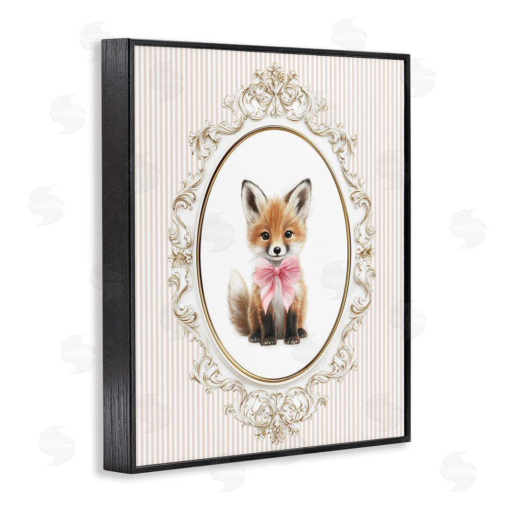 Christine Simpson Art Vintage Baby Fox Black Framed Giclee Wall Art Print