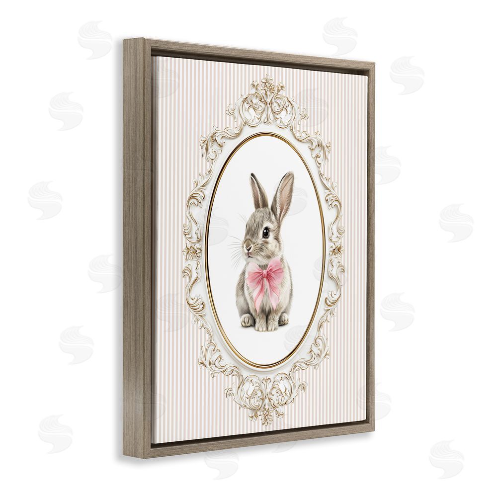 Christine Simpson Art Ornate Border Bunny Brown Floating Frame Canvas Wall Art Print