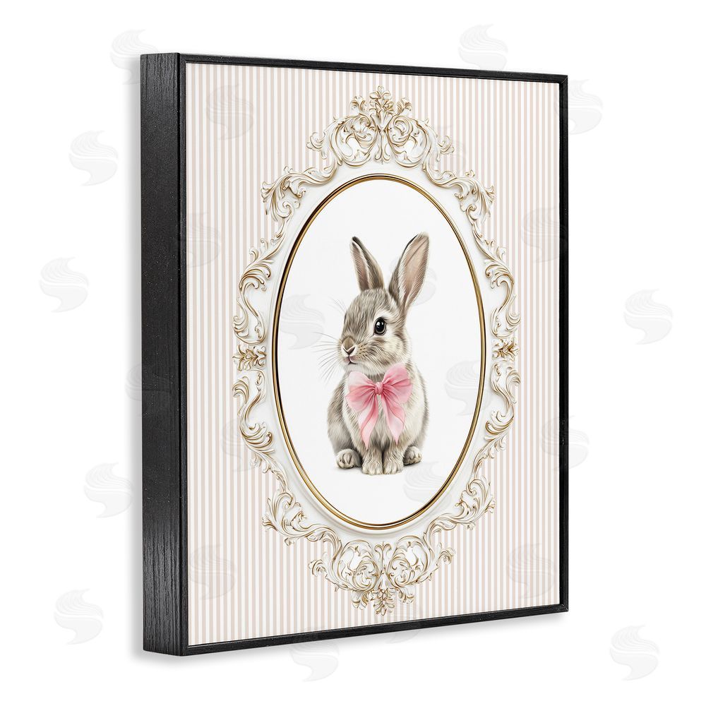 Christine Simpson Art Ornate Border Bunny Black Framed Giclee Wall Art Print