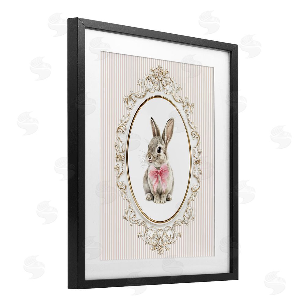 Christine Simpson Art Ornate Border Bunny Black Framed Print Under Glass Wall Art