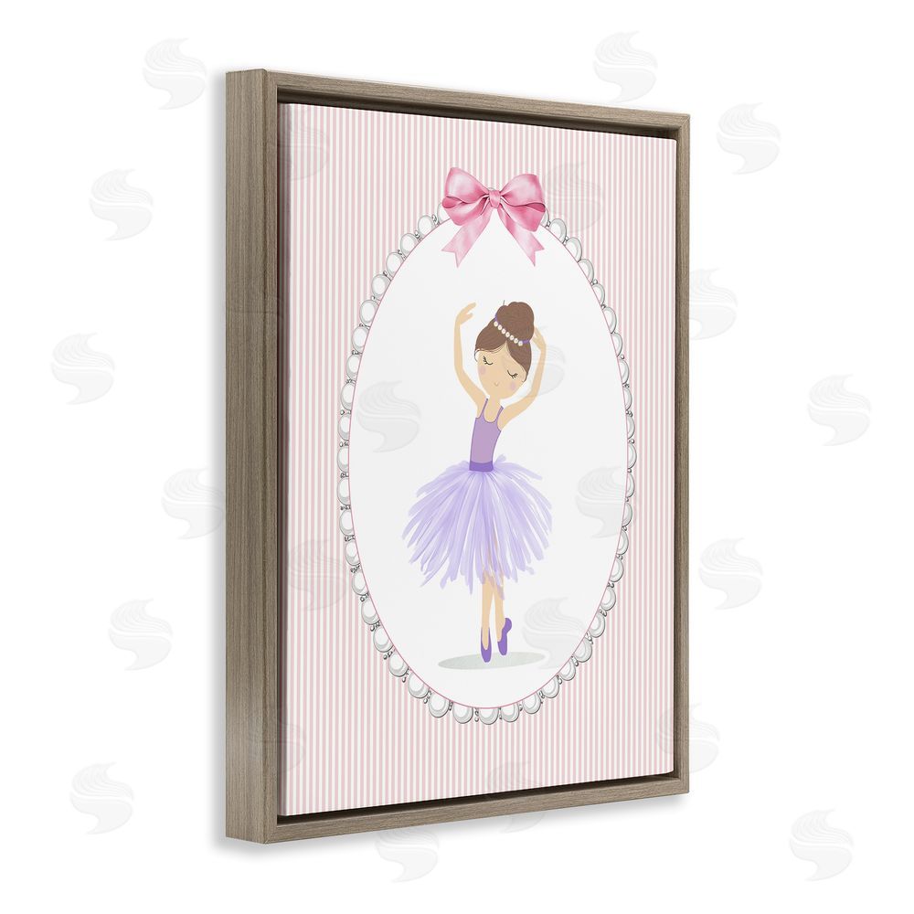 Christine Simpson Art Graceful Dance on Stripes Brown Floating Frame Canvas Wall Art Print