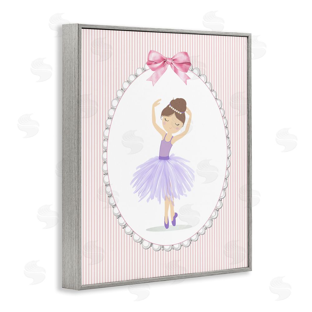 Christine Simpson Art Graceful Dance on Stripes Gray Framed Giclee Wall Art Print