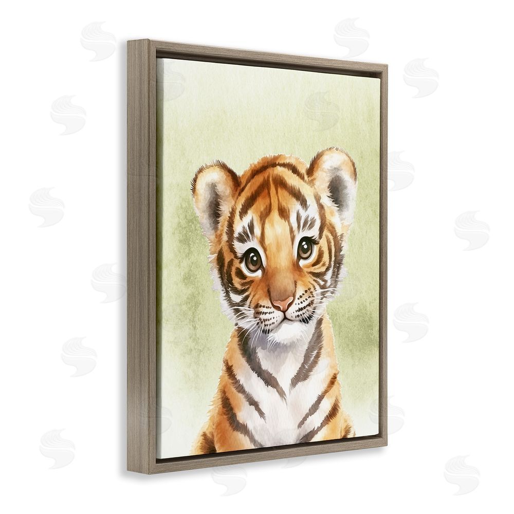 Christine Simpson Art Jungle Friends Baby Tiger Brown Floating Frame Canvas Wall Art Print