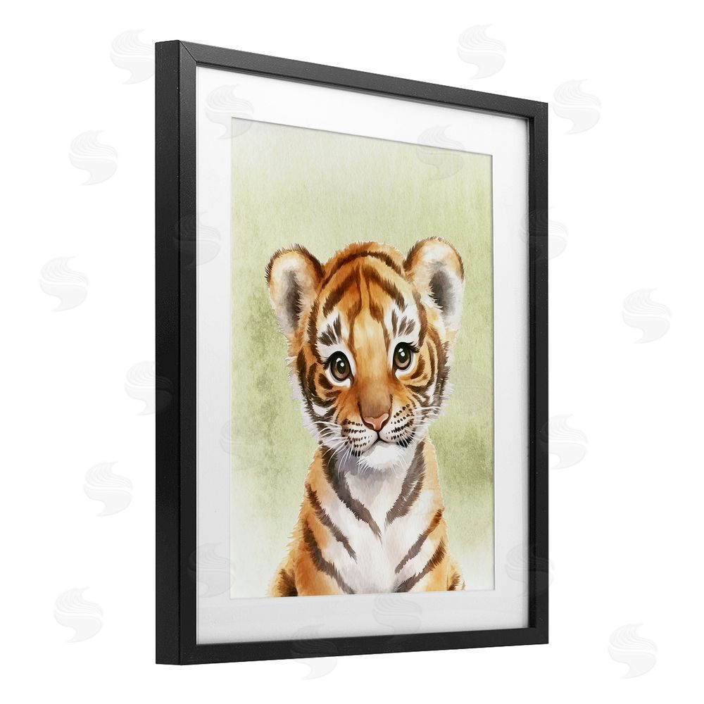 Christine Simpson Art Jungle Friends Baby Tiger Black Framed Print Under Glass Wall Art