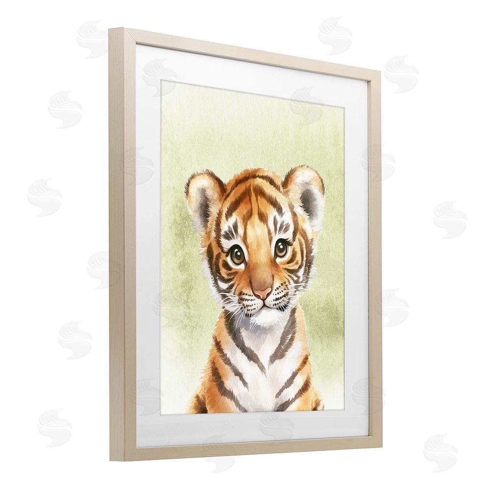 Christine Simpson Art Jungle Friends Baby Tiger Brown Framed Print Under Glass Wall Art