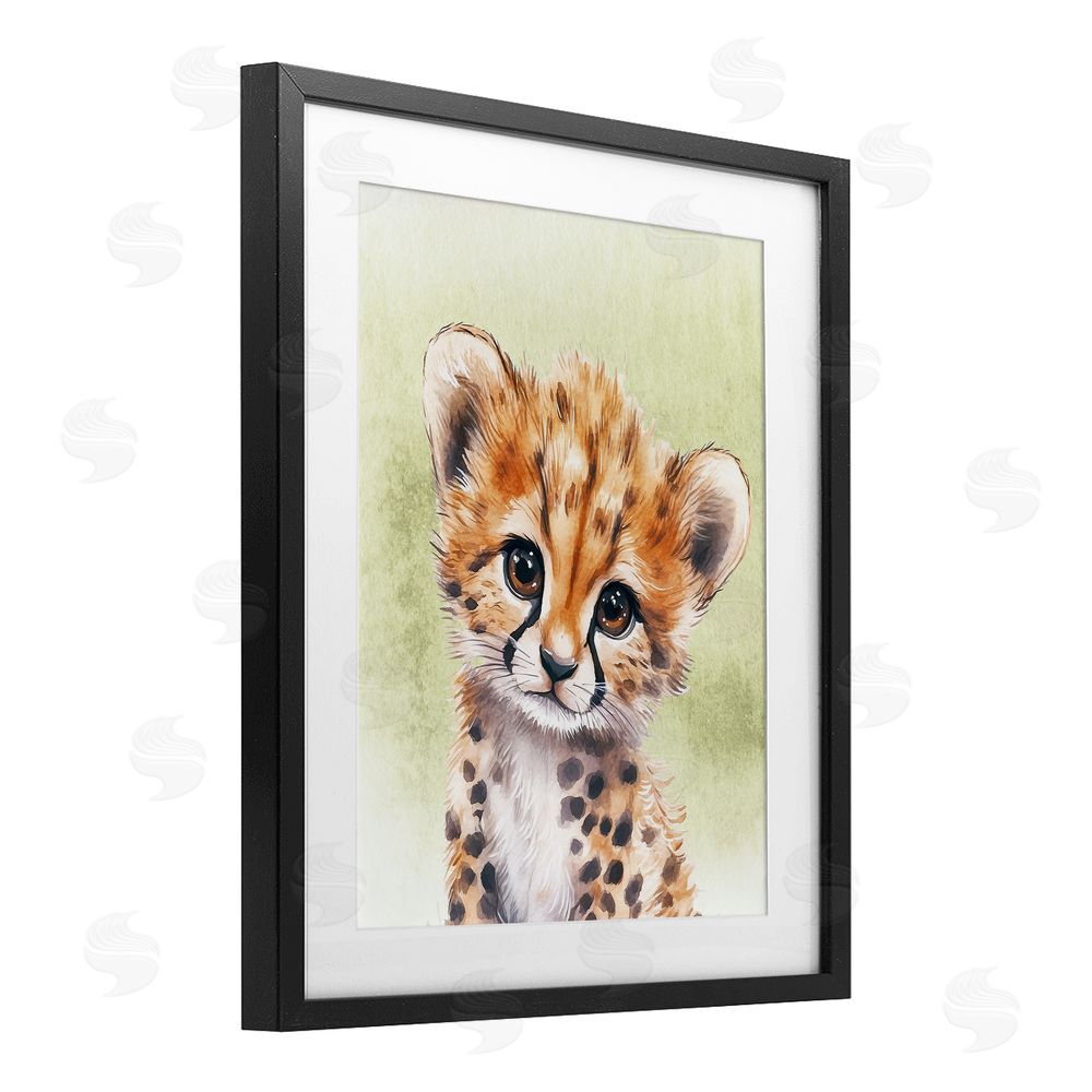 Christine Simpson Art Jungle Friends Baby Cheetah Black Framed Print Under Glass Wall Art