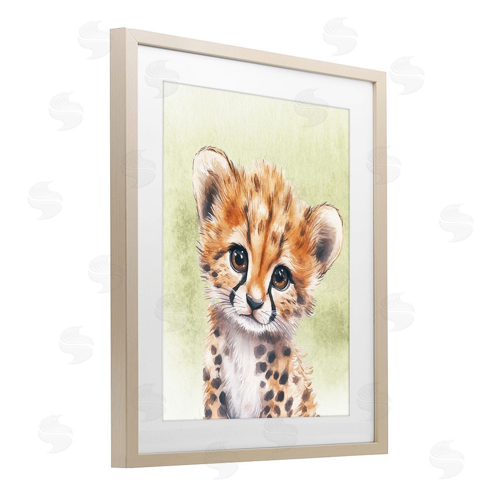 Christine Simpson Art Jungle Friends Baby Cheetah Brown Framed Print Under Glass Wall Art