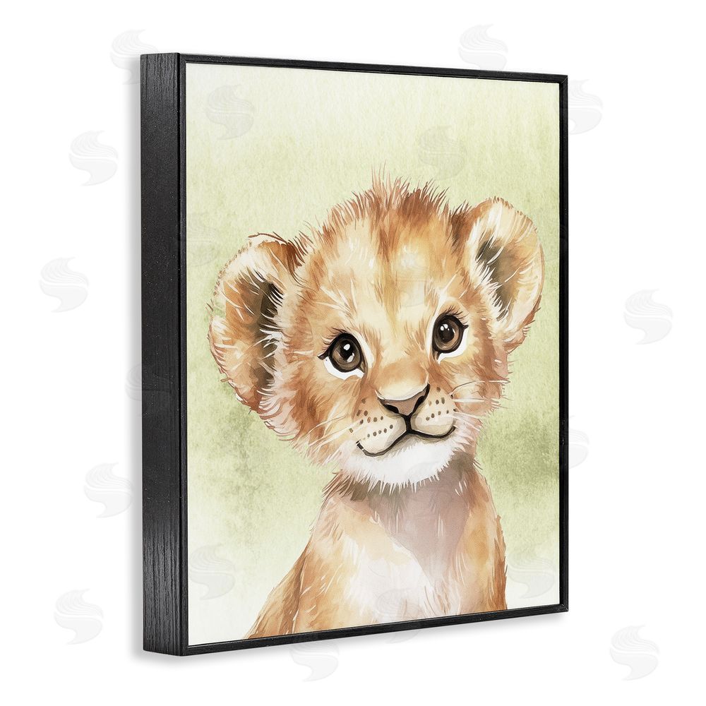 Christine Simpson Art Jungle Friends Baby Lion Black Framed Giclee Wall Art Print