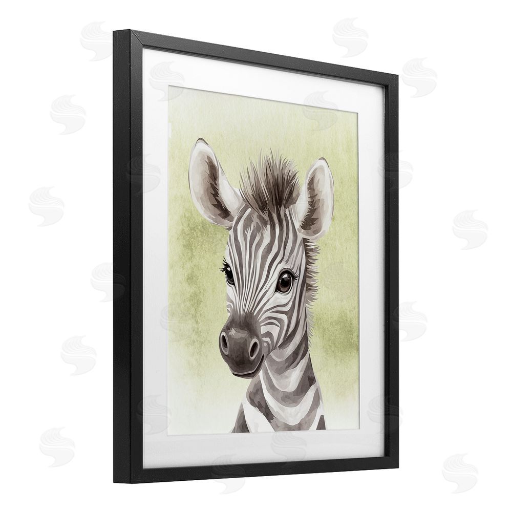 Christine Simpson Art Jungle Friends Baby Zebra Black Framed Print Under Glass Wall Art