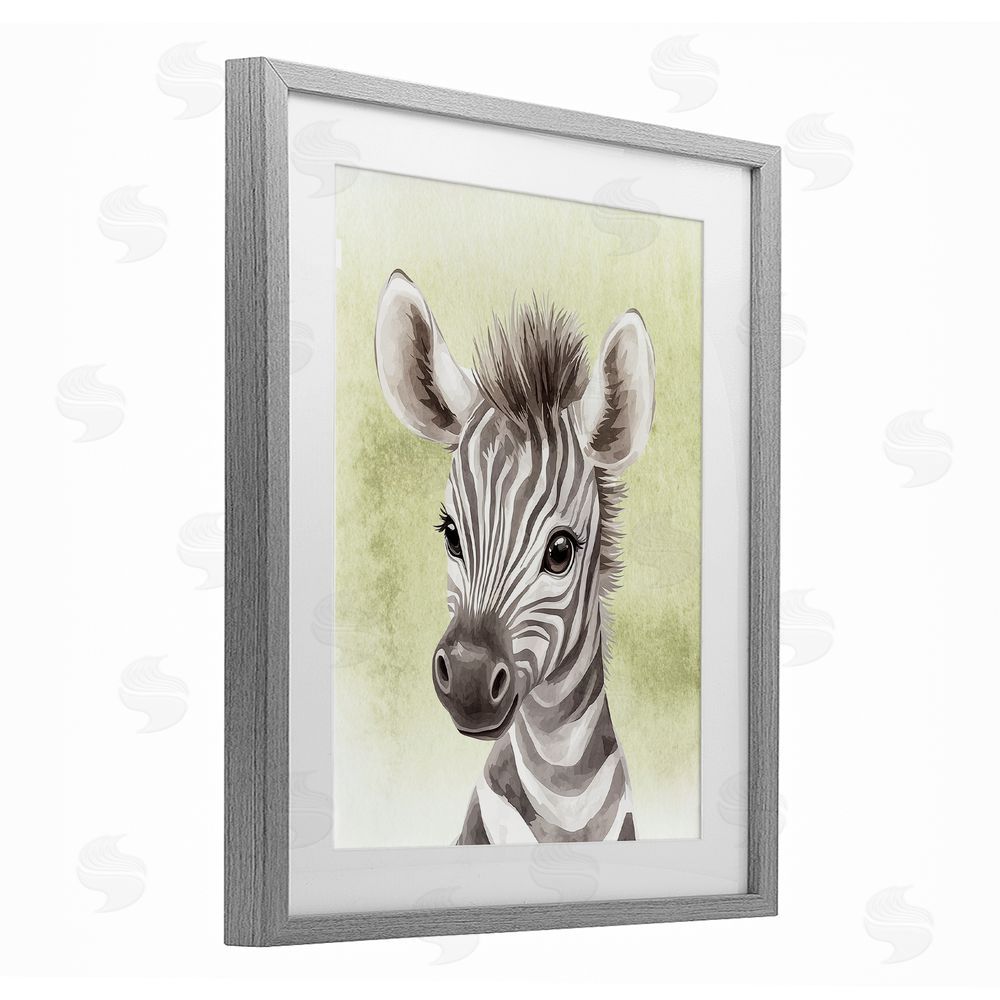 Christine Simpson Art Jungle Friends Baby Zebra Gray Framed Print Under Glass Wall Art