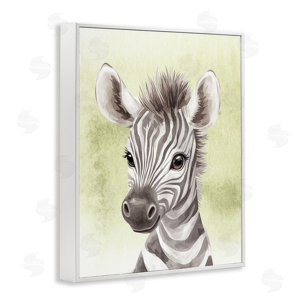 Christine Simpson Art Jungle Friends Baby Zebra White Framed Giclee Wall Art Print