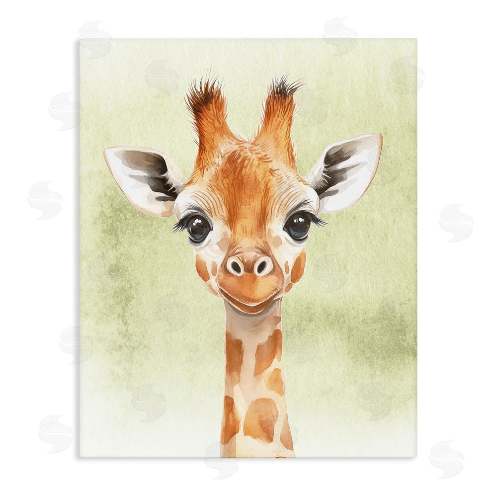 Christine Simpson Art Jungle Friends Baby Giraffe Stretched Canvas Wall Art Print