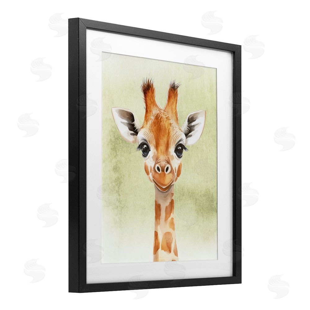 Christine Simpson Art Jungle Friends Baby Giraffe Black Framed Print Under Glass Wall Art