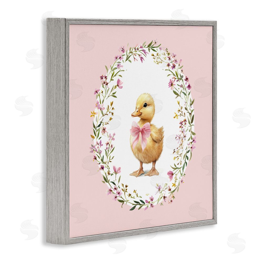 Christine Simpson Art Blush Pink Duckling Gray Framed Giclee Wall Art Print