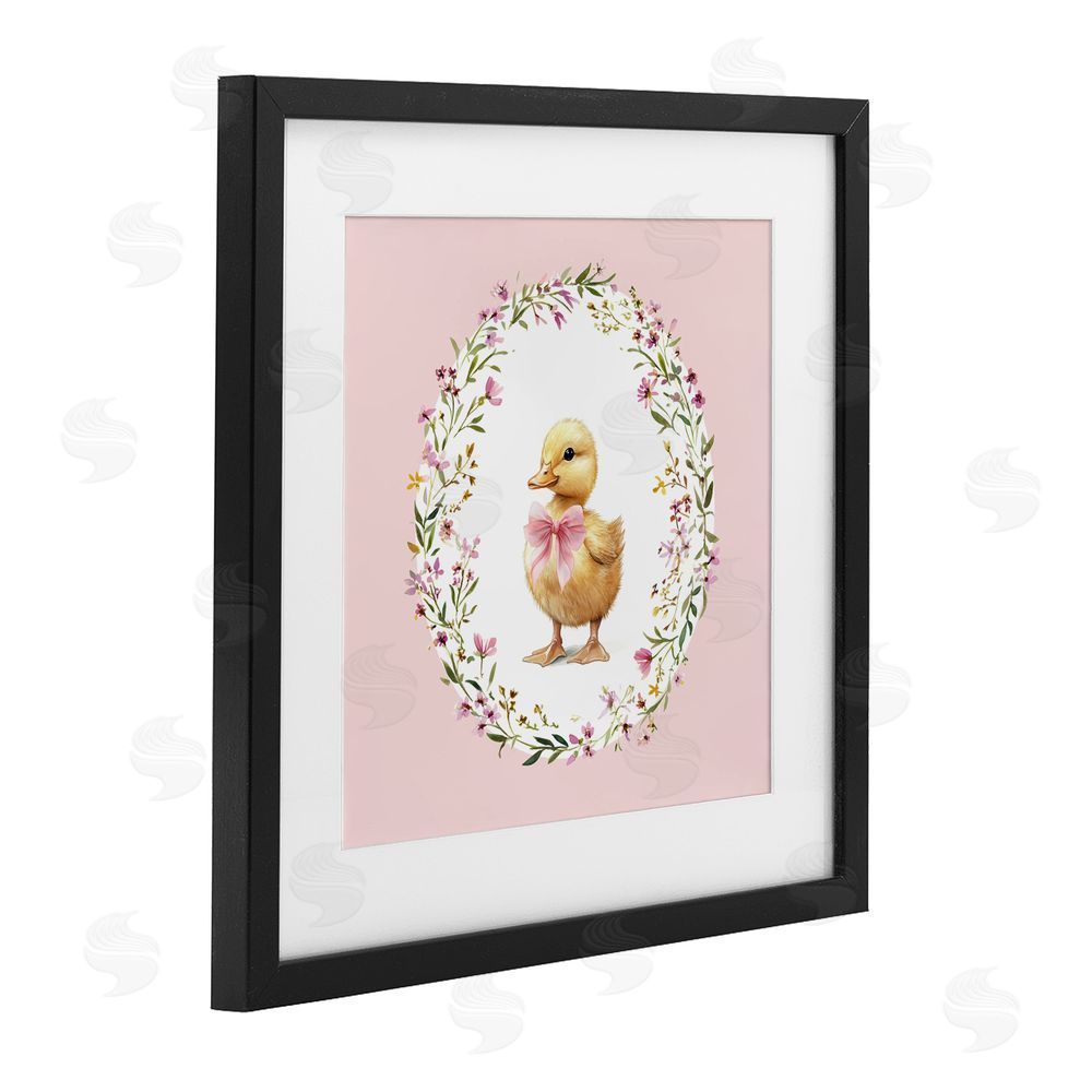 Christine Simpson Art Blush Pink Duckling Black Framed Print Under Glass Wall Art