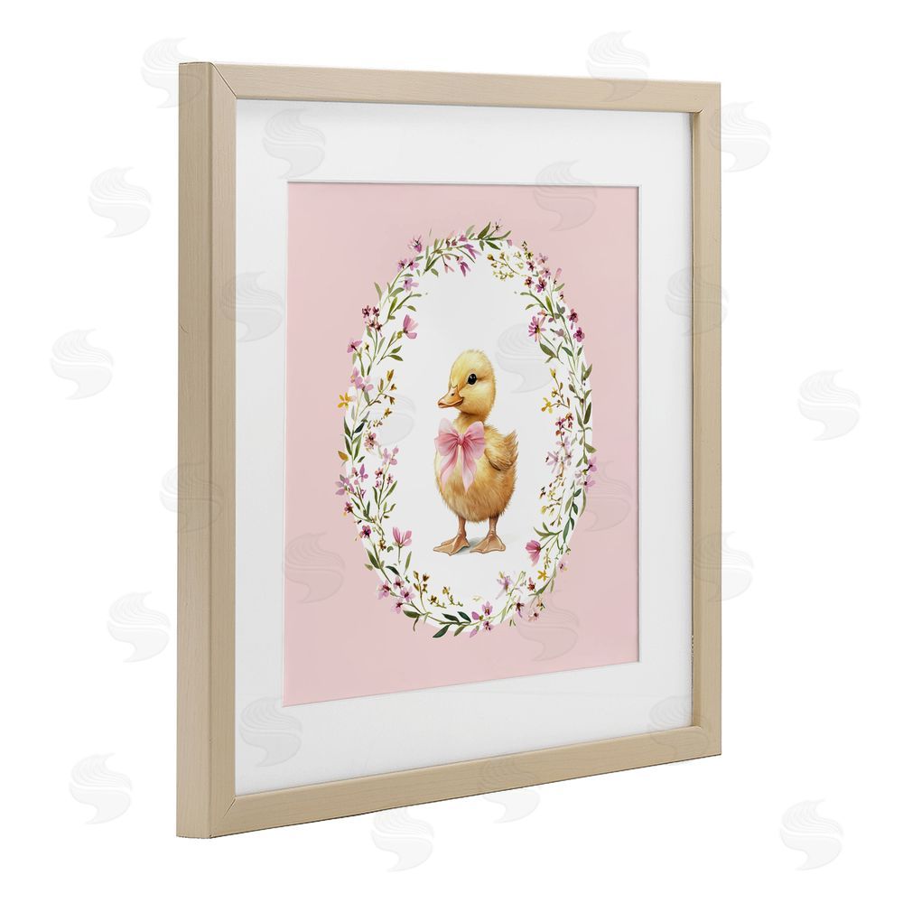 Christine Simpson Art Blush Pink Duckling Birch Framed Print Under Glass Wall Art