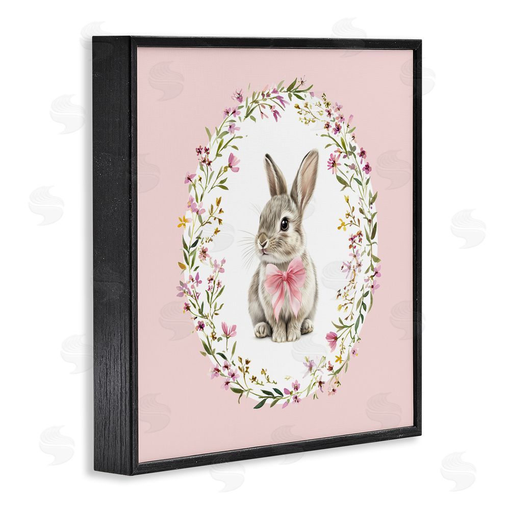 Christine Simpson Art Blush Pink Bunny Black Framed Giclee Wall Art Print