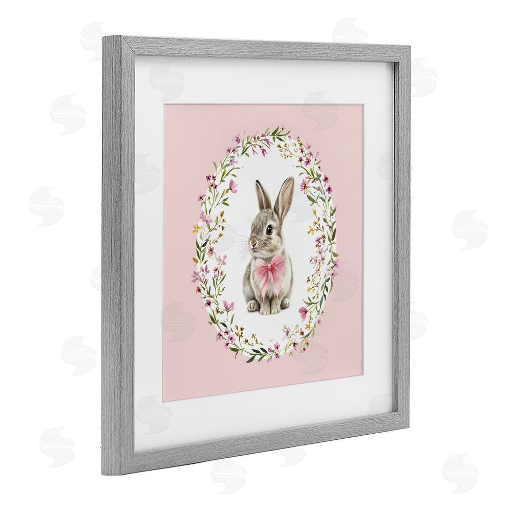 Christine Simpson Art Blush Pink Bunny Gray Framed Print Under Glass Wall Art