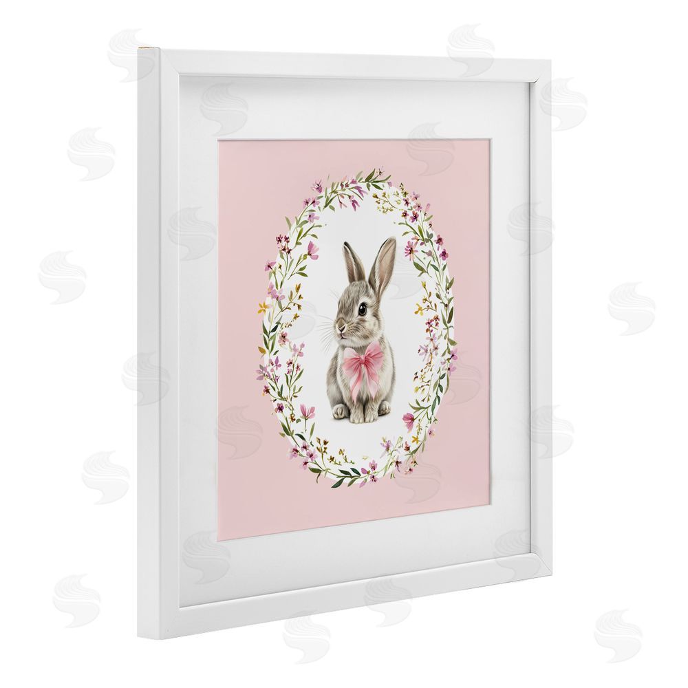Christine Simpson Art Blush Pink Bunny White Framed Print Under Glass Wall Art
