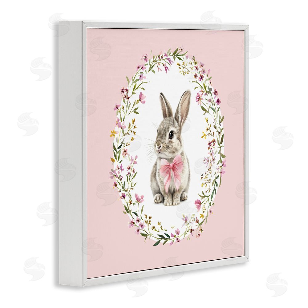 Christine Simpson Art Blush Pink Bunny White Framed Giclee Wall Art Print