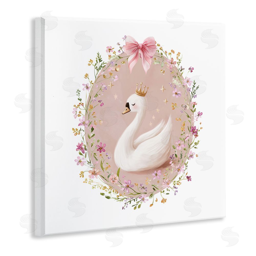 Christine Simpson Art Queen Swan with Florals Wooden Wall Plaque Art Print
