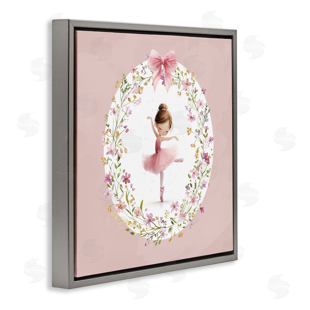 Christine Simpson Art Ballet Dancing Princess Gray Floating Frame Canvas Wall Art Print