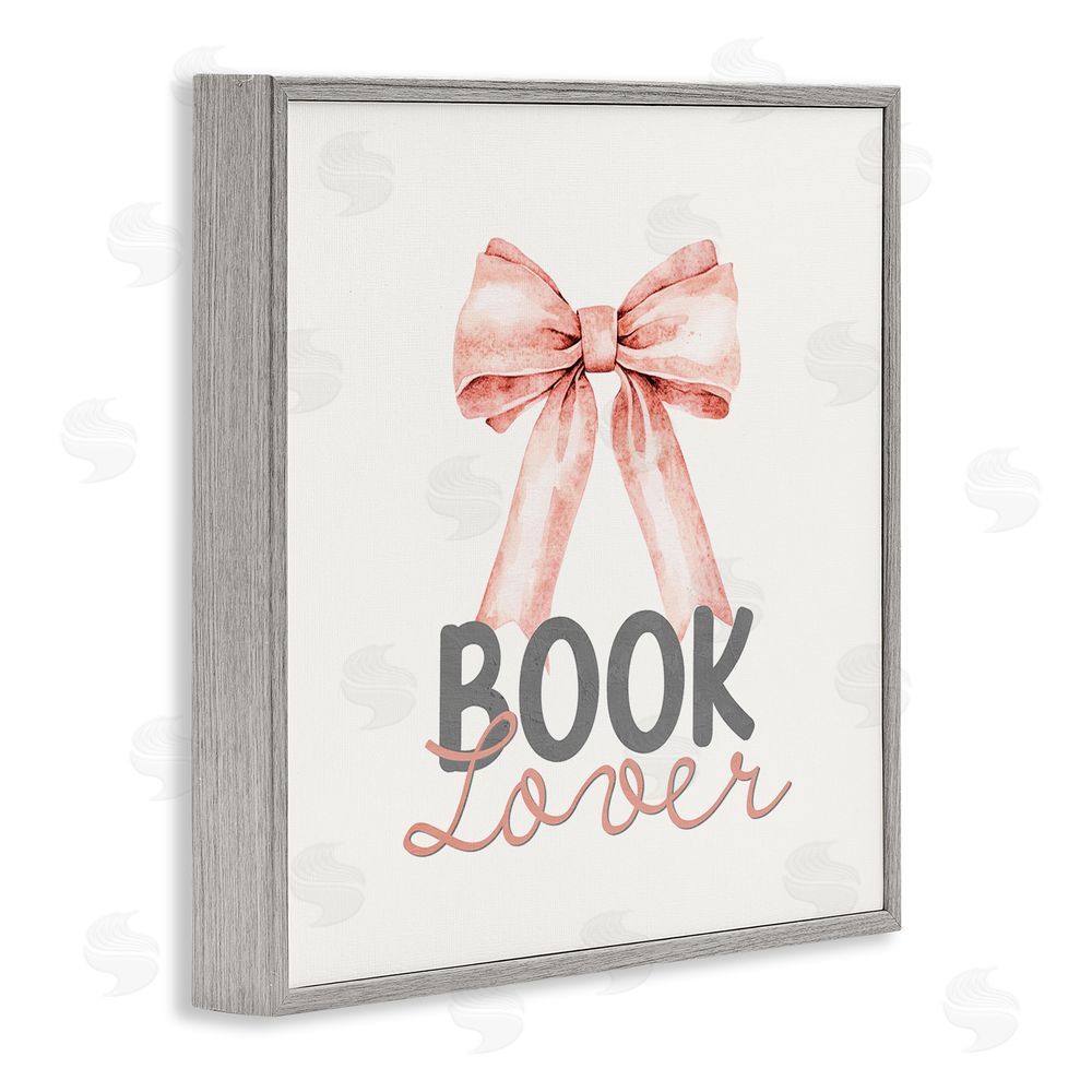 Kim Allen Book Lover Pink Bow Gray Framed Giclee Wall Art Print