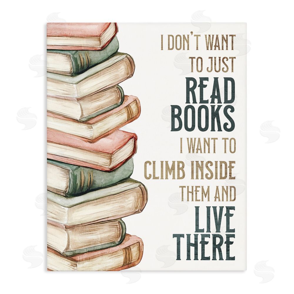 Kim Allen Climb Inside Books & Live There Stretched Canvas Wall Art Print