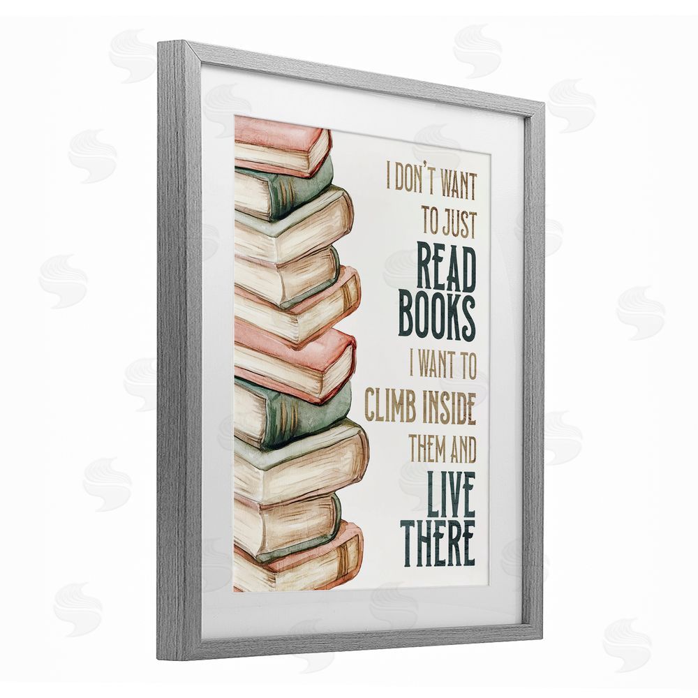 Kim Allen Climb Inside Books & Live There Gray Framed Print Under Glass Wall Art