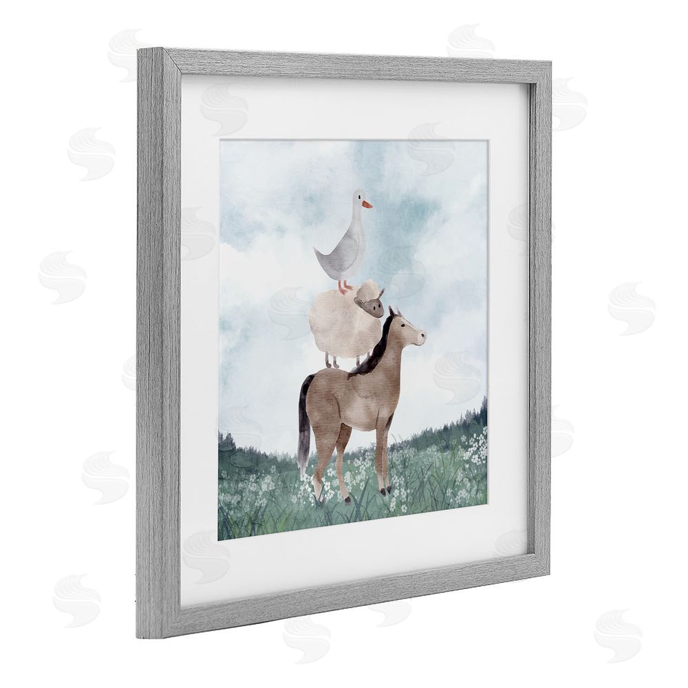 Kim Allen Muted Blue Sky Farm Gray Framed Print Under Glass Wall Art