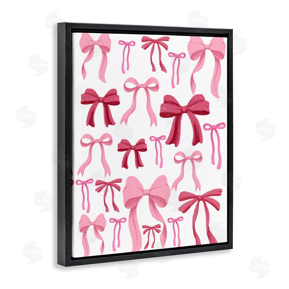 Marcus Prime Bows All Over Pink & Red Black Floating Frame Canvas Wall Art Print
