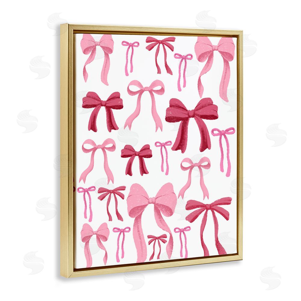Marcus Prime Bows All Over Pink & Red Gold Floating Frame Canvas Wall Art Print