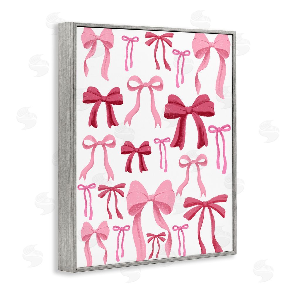 Marcus Prime Bows All Over Pink & Red Gray Framed Giclee Wall Art Print