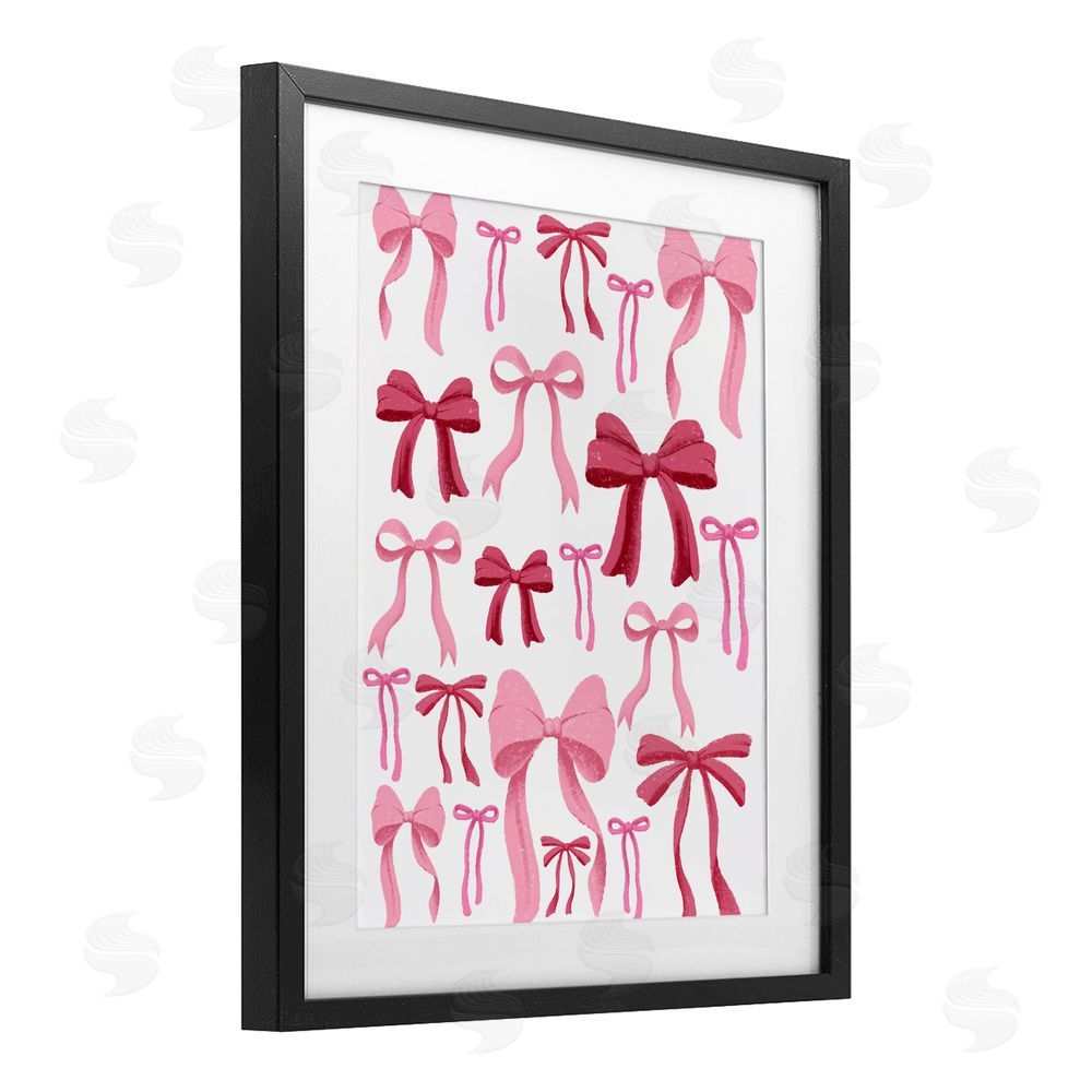 Marcus Prime Bows All Over Pink & Red Black Framed Print Under Glass Wall Art